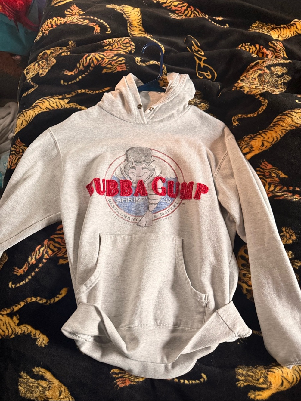 Bubba Gump Light Gray Pullover Hoodie with Red Logo